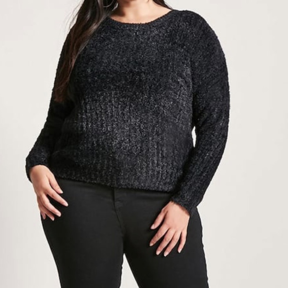 NEW•2X•Midnight Black or Chocolate Plum FauxFur Velvety Soft Sweater